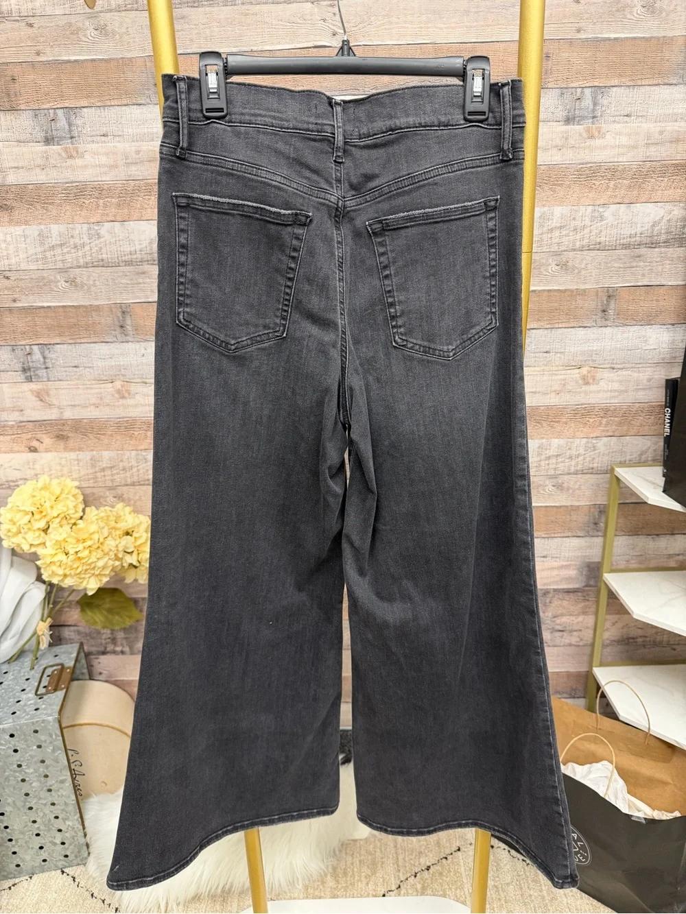 Frame Black Wide Leg Denim Jeans